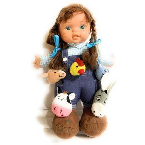 LOVEE Toy Company Doll Farmer Girl with Farm Talking Animals Brown Hair